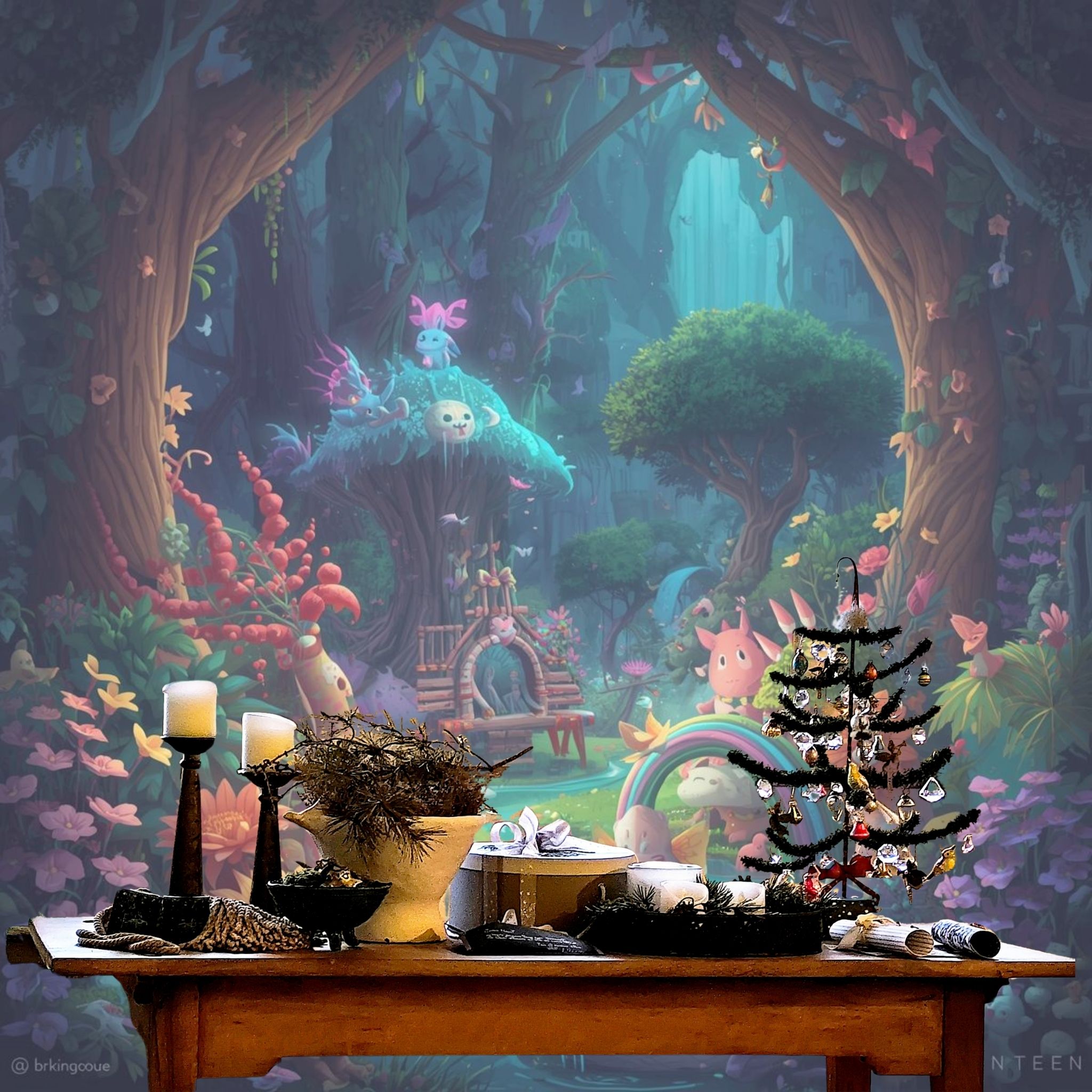 Gemälde Anderswelt. Fantasiebild mit Realen Elementen